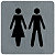 Plaquette de porte toilettes hommes et femmes 10 x 10 cm aluminium brossé - 1