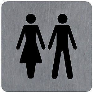 Plaquette de porte toilettes hommes et femmes 10 x 10 cm aluminium brossé