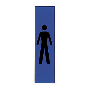 Plaquette de porte verticale sanitaires et vestiaires hommes 4 x 17 cm plexiglas