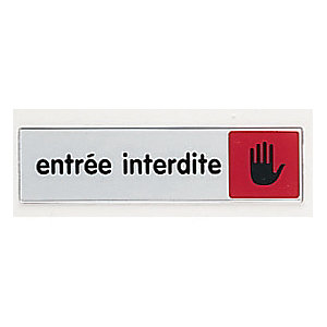 Plaquette de signalisation d'interdiction, entrée interdite 17 x 4 cm