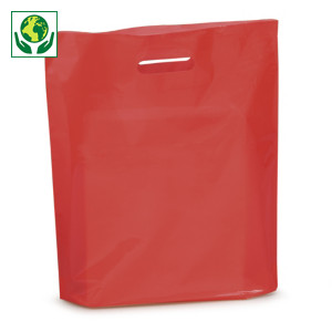 Plastic gekleurde draagtas met blokbodem 100% gerecycled Raja