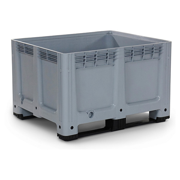 Plastic pallet boxes solid sides with 2 skids 660L, 1200 x 1000 x 770mm - 1