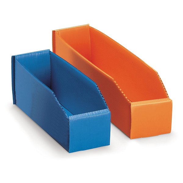 Plastový regálový zásobník, skladací 180 x 120 x 65 mm, tmavomodrý, nosnosť 10 kg - 2