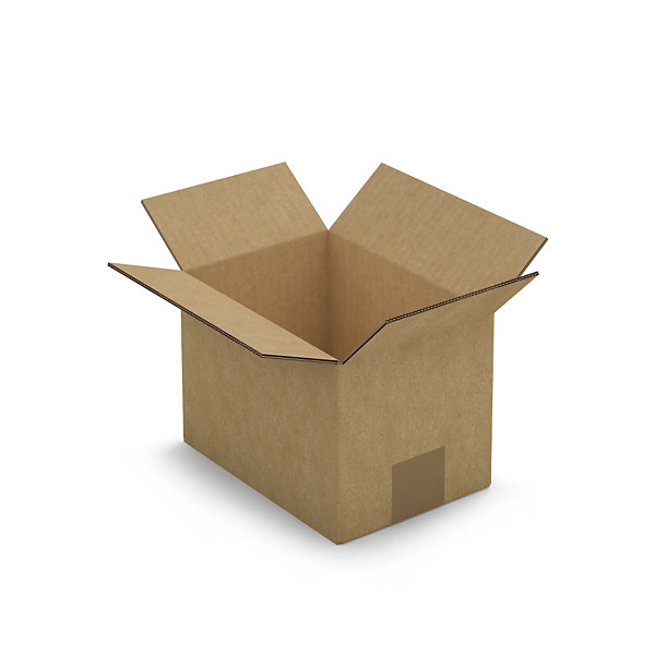 Platte kartonnen dozen Platibox in bruin dubbelgolfkarton 20 x 14 x 14 cm - 1