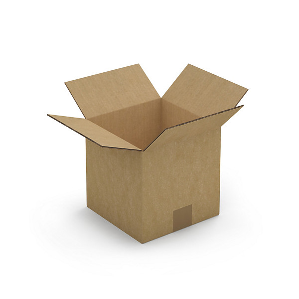 Platte kartonnen dozen Platibox in bruin dubbelgolfkarton 20 x 20 x 20 cm - 1