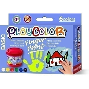 PLAYCOLOR Basic Pintura de dedos 40 ml, bote, estuche de 6, colores surtidos