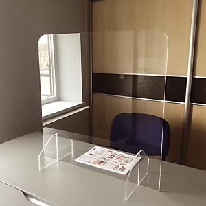 Plexiglas scherm voor balie of bureau zonder doorgeefsleuf Plexiglas scherm voor balie of bureau zonder doorgeefsleuf