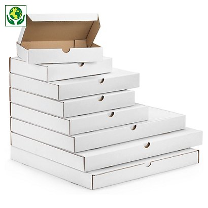 Ploché poštové krabice 260x260x50 mm, biele, trojvrstvová vlnitá lepenka (3VVL) - 1