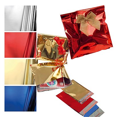 PNP Busta regalo - con patella adesiva - 25 x 40 + 5 cm - 30 micron - PPL - metal lucido - oro  - conf. 50 pezzi - 1