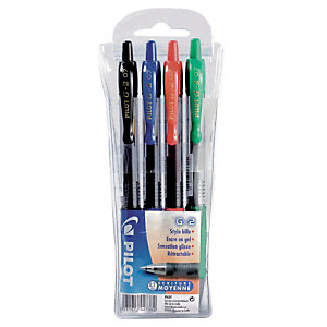 Pochette de 4 stylos bille Pilot G2- 07 coloris assortis classique