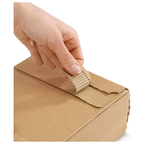 Pochette-boîte carton micro-cannelé rigide brune à fermeture adhésive RAJA 33x28 cm - 2