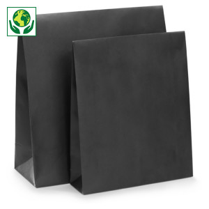 Pochette cadeau kraft noir à fermeture adhésive avec larges soufflets Pochette cadeau kraft noir à fermeture adhésive avec larges soufflets