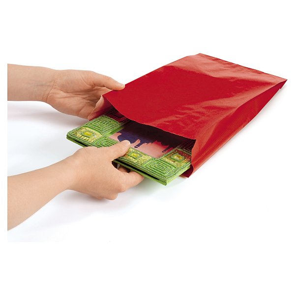 Pochette cadeau kraft rouge 16 x 27 x 8 cm - 2