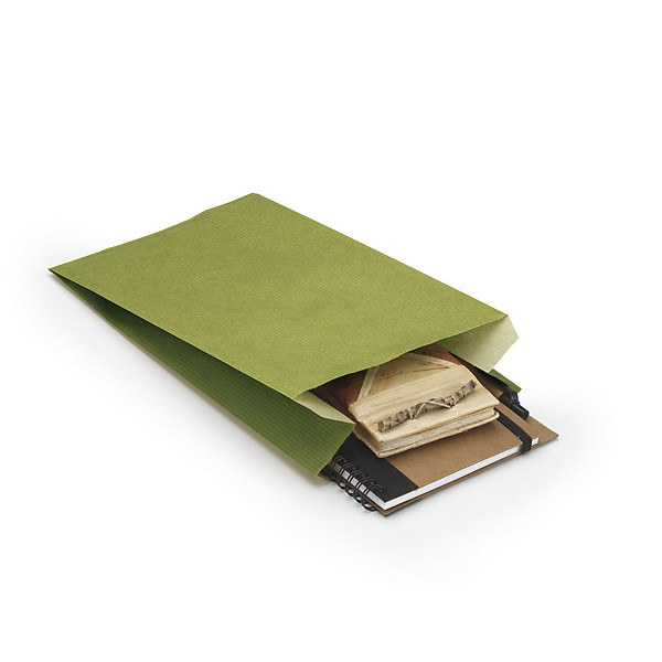 Pochette cadeau kraft vert olive 16 x 27 x 8 cm - 1