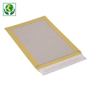 Pochette à dos en carton brun avec fermeture adhésive Pochette à dos en carton brun avec fermeture adhésive