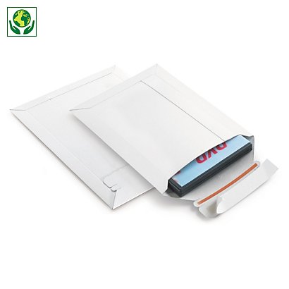 Pochette carton plat blanche à fermeture adhésive 42,8x57,8 cm - 1