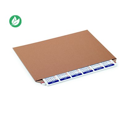 Pochette carton plat brun autocollante bande protectrice - 45,8 x 32,8 cm - Lot de 75