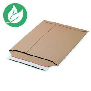 Pochette carton plat recyclée brune fermeture bande adhésive - l.int .29,3 x H.37,3 cm - Lot de 100