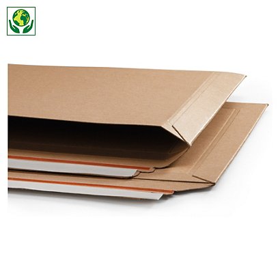 Pochette carton recyclé brune à fermeture adhésive ouverture grand côté - 1