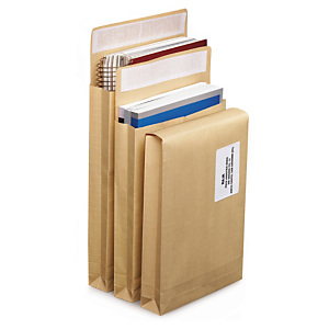 Pochette kraft armé brune auto-adhésive à soufflets sans fenêtre RAJA 280x410 mm