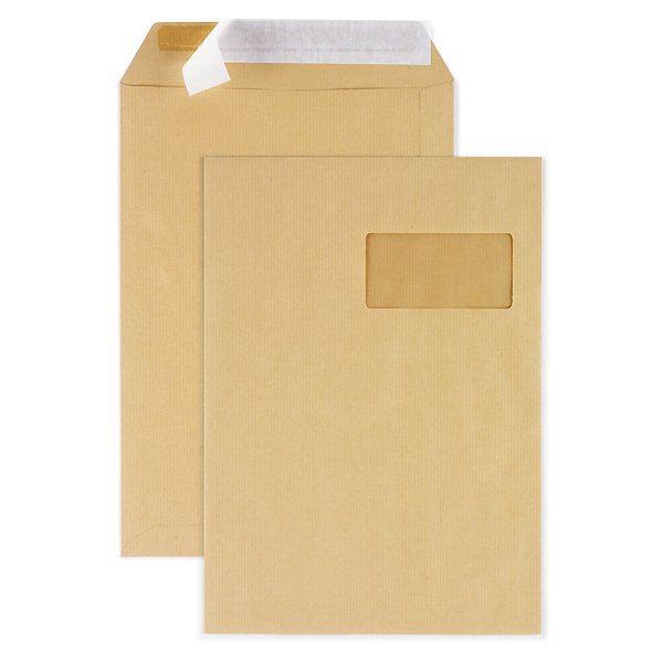 Pochette kraft brune auto-adhésive avec fenêtre C4 - 229x324 mm RAJA - 2