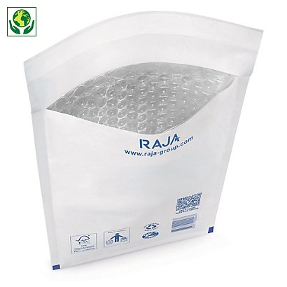Pochette matelassée bulles blanche 95 % recyclée Raja - 1