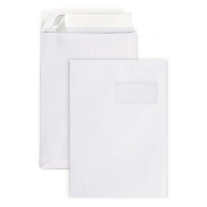 Pochette papier blanche auto-adhésive avec fenêtre