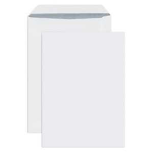 Pochette papier vélin blanc autocollante sans fenêtre 162x229 mm