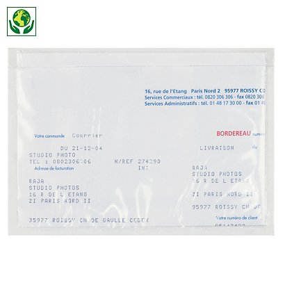 Pochette porte-documents adhésive transparente RAJA Eco 225x115 mm - 1