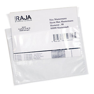 Pochette porte-documents adhésive transparente RAJA Eco 225x165 mm, lot de 1000.