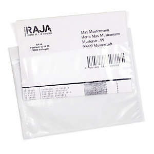 Pochette porte-documents adhésive transparente RAJA Eco 225x165 mm, lot de 1000.