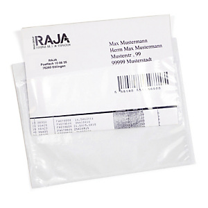 Pochette porte-documents adhésive transparente RAJA Eco 225x165 mm, lot de 1000. Pochette porte-documents adhésive transparente RAJA Eco 225x165 mm, lot de 1000.