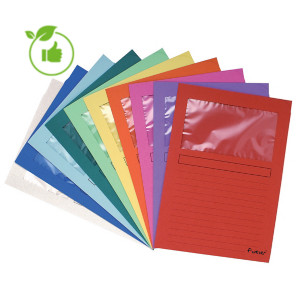 Pochettes coin à fenêtre Exacompta Forever carte recyclée 120 g, coloris assortis, lot de 100 Pochettes coin à fenêtre Exacompta Forever carte recyclée 120 g, coloris assortis, lot de 100