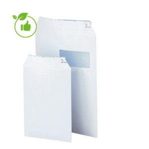 Pochettes avec fenêtre en vélin blanc 90 g 229 x 324 mm, lot de 50 Pochettes avec fenêtre en vélin blanc 90 g 229 x 324 mm, lot de 50
