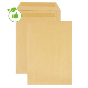 Pochettes kraft Raja, bande autocollante, 229x324 mm, coloris brun, lot de 250 Pochettes kraft Raja, bande autocollante, 229x324 mm, coloris brun, lot de 250