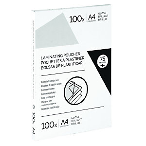 Pochettes de plastification A4 - Epaisseur : 250 microns par face - Boîte de 100