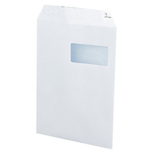 Pochettes vélin avec fenêtre 229 x 324 mm, coloris blanc, carton de 250