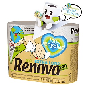 Poetsdoek Renova XXL 100% gerecycleerd, set van 2 rollen Poetsdoek Renova XXL 100% gerecycleerd, set van 2 rollen