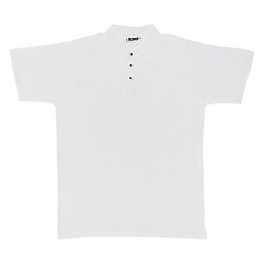 Polo à manches courtes 100% coton blanc, taille XL