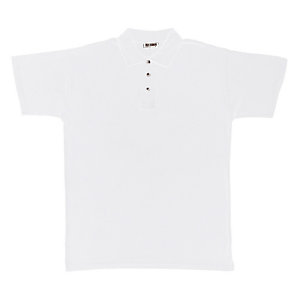 Polo à manches courtes 100% coton blanc, taille XL