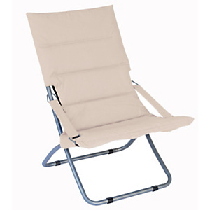 Poltrona Siesta, struttura in ferro grigio, inclinazione regolabile, Avorio Poltrona Siesta, struttura in ferro grigio, inclinazione regolabile, Avorio