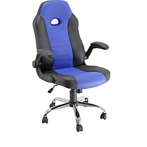 Poltroncina Game con braccioli, Pelle sintetica, Nero/blu Poltroncina Game con braccioli, Pelle sintetica, Nero/blu