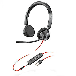 Poly Blackwire 3325-M USB-A y jack de 3,5 mm., Auriculares estéreo con micrófono, certificado para Microsoft Teams, 214016-01