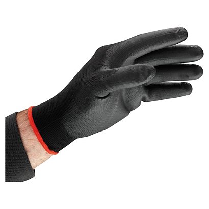 Polyurethane palmed gloves, black, size 11, pack of 12 - 1
