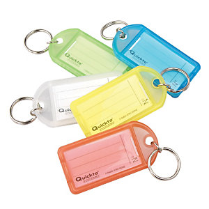 Porte-clés étiquette incassables coloris assortis, lot de 10