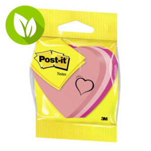 Post-it® 2007-H Notas Adhesivas Corazón, 70 x 70 mm, Rosa, 225 hojas