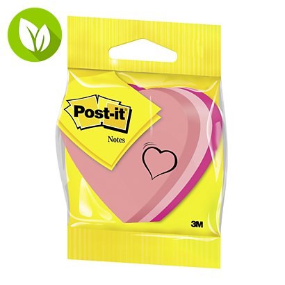 Post-it® 2007-H Notas Adhesivas Corazón, 70 x 70 mm, Rosa, 225 hojas - 1