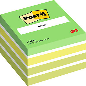 Post-it® 2028-G Notas Adhesivas Cubo 76 x 76 mm, Verdes Surtidos, 450 hojas