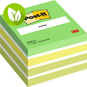 Post-it® 2028-G Notas Adhesivas Cubo 76 x 76 mm, Verdes Surtidos, 450 hojas