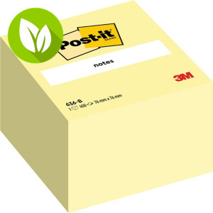 Post-it® 636-B Notas Adhesivas Cubo 76 x 76 mm, Amarillo, 450 hojas